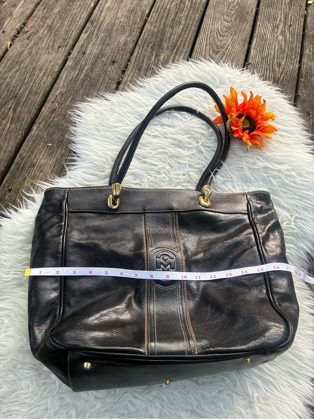 🌺LARGE genuine leather tote shoulder bag black🌺 - Picture 4 of 10
